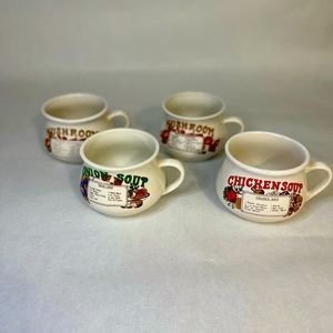 Vintage Soup Recipe Bowls/ Mugs